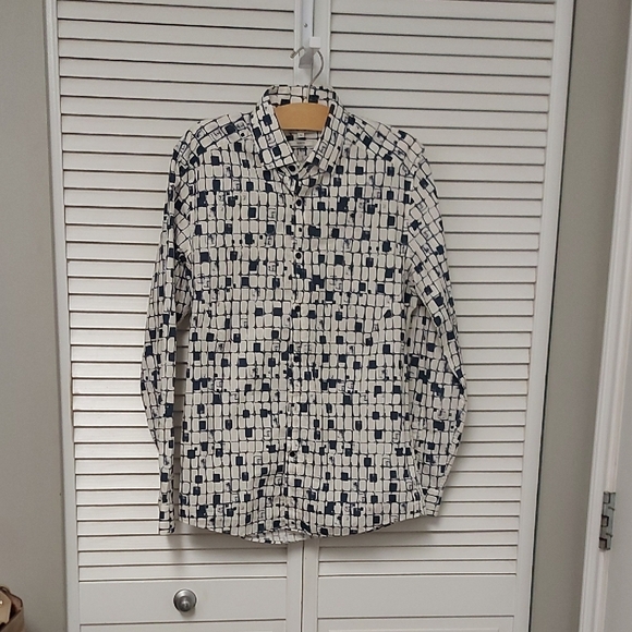 Reiss Other - Reiss Button Down Geometric Pattern Shirt - Black and White